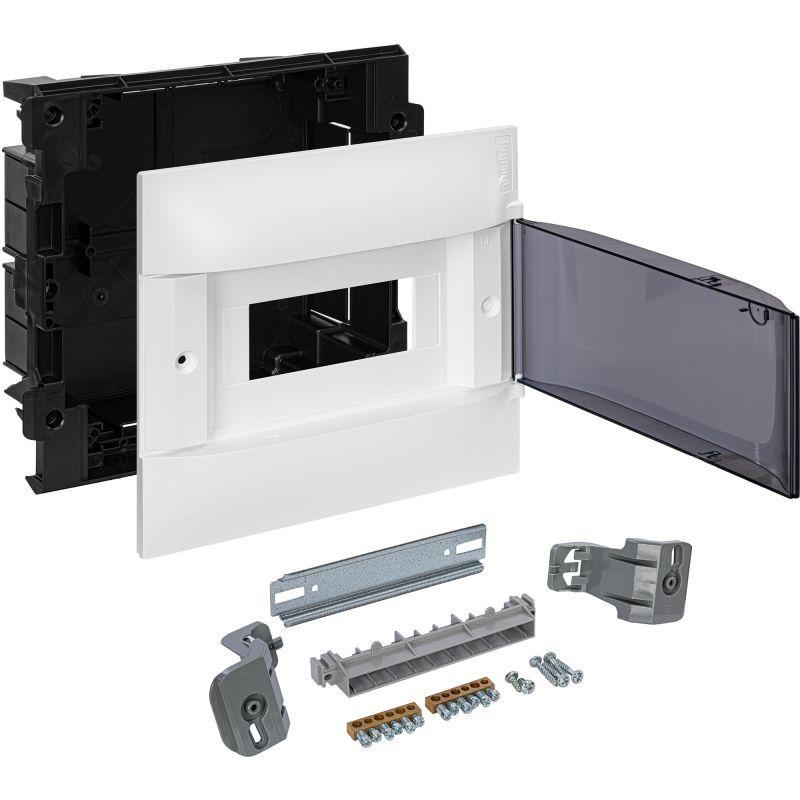 Practibox S Пластиковый щиток Встраиваемый (ЩРв-П) 1X8 Дымчатая дверь (134558)