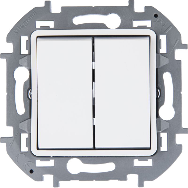 Переключатель модульный двухклавишный с подсветкой- INSPIRIA - 10 AX - 250 В~ - белый