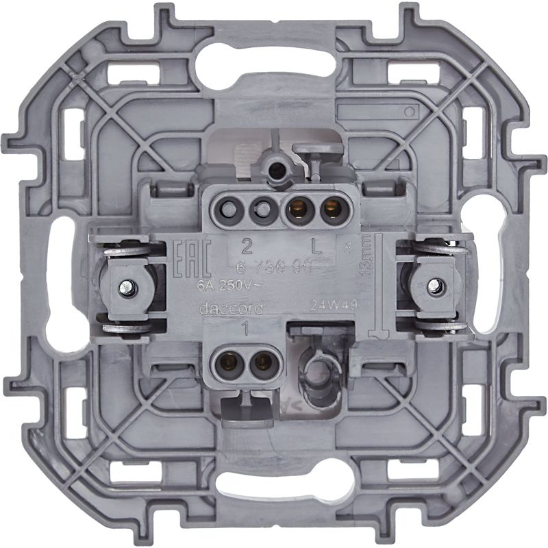 Переключатель без фиксации (кнопка) с Н.О./Н.З. контактом INSPIRIA 6 A 250 В~ белый (673690)