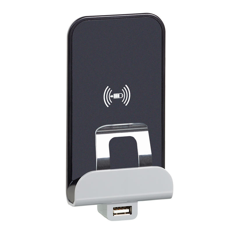 Etika.Беспроводное зарядное устройство Qi 1А с дополнительным разьемом USB A 5В 2,4А. Цвет Алюминий (672437)