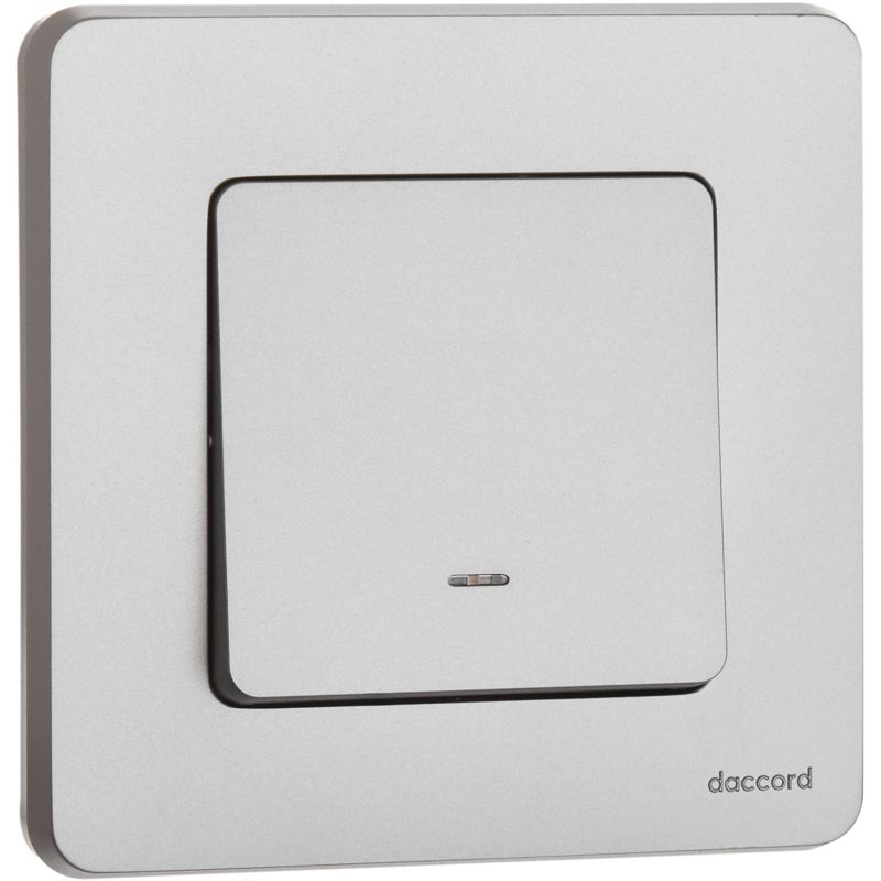 Механизм переключателя 1-кл. Inspiria 10А IP20 250В 10AX с подсветкой / индикацией алюм. Leg 673662