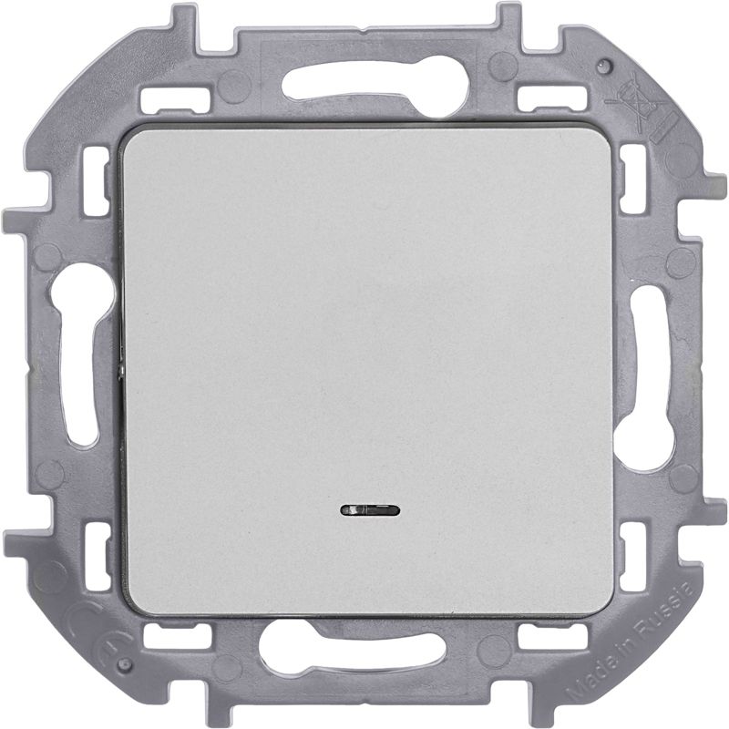 Механизм переключателя 1-кл. Inspiria 10А IP20 250В 10AX с подсветкой / индикацией алюм. Leg 673662