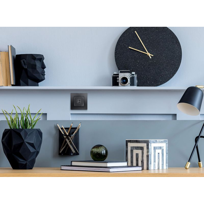 Зарядное устройство с двумя USB-разьемами тип A-тип С 240В/5В 3000мА - Etika - Цвет Антрацит (672636)