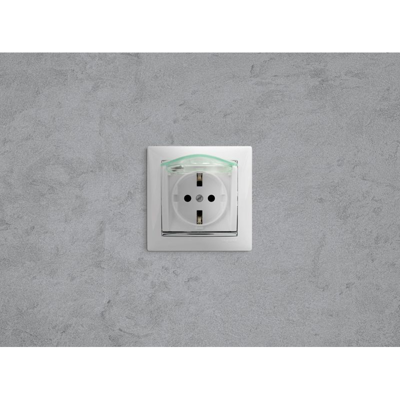 Механизм розетки 1-м СП Valena 16А IP44 2P+E с заземл. защ. шторки с крышкой немецк. стандарт бел. Leg 774220