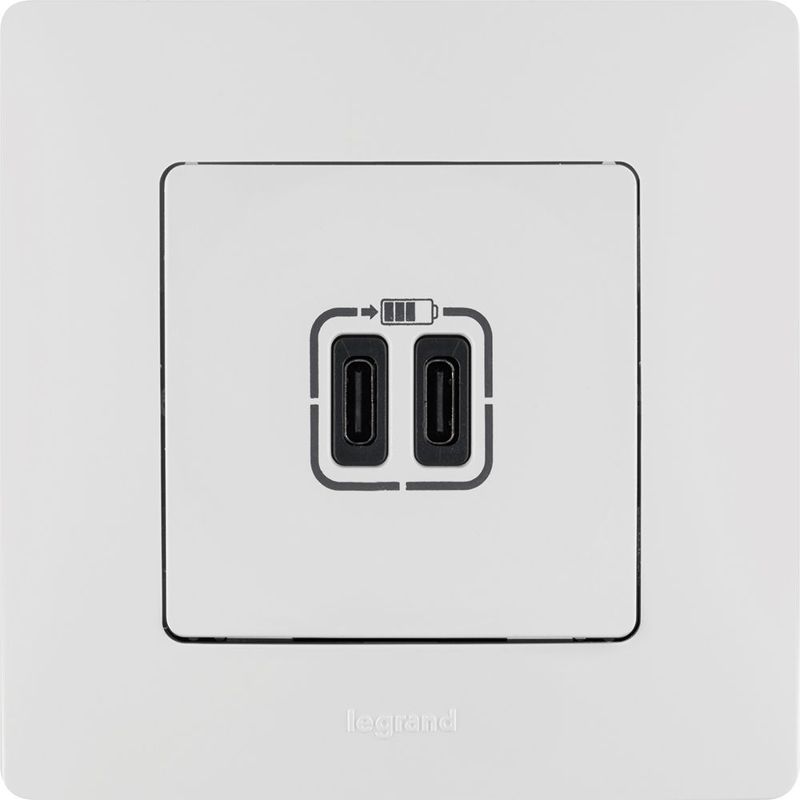 Зарядное устройство с двумя USB-разьемами тип C-тип С 240В/5В 3000мА - Etika - Цвет Белый (672235)