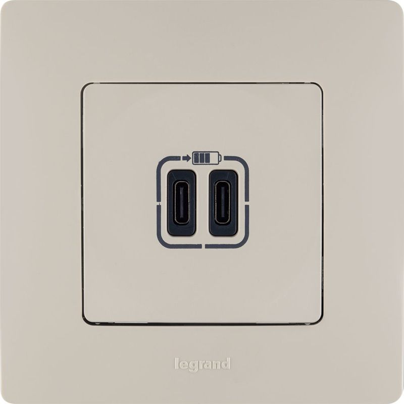 Зарядное устройство с двумя USB-разьемами тип C-тип С 240В/5В 3000мА - Etika - Цвет Слоновая кость (672335)