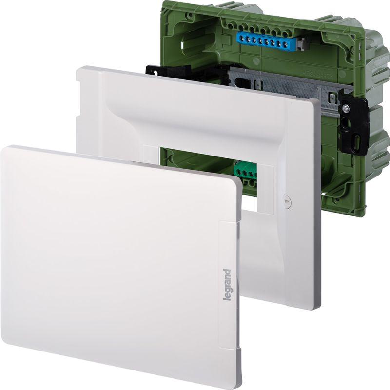 Щит распределительный встраиваемый ЩРв Practibox3 1х8м земля+нейтраль белая дверь (401761)