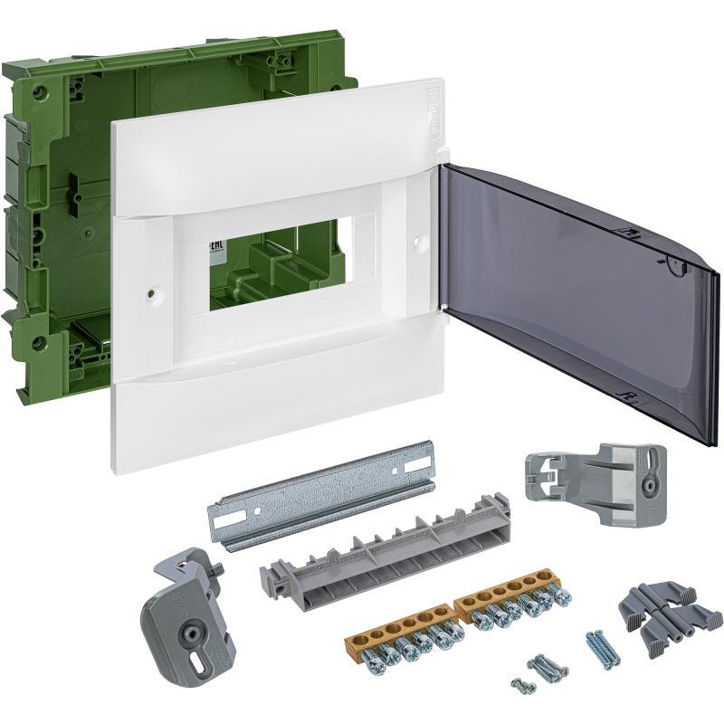 Practibox S Пластиковый щиток Встраиваемый (ЩРв-П) (в полые стены) 1X8 Дымчатая дверь (134578)