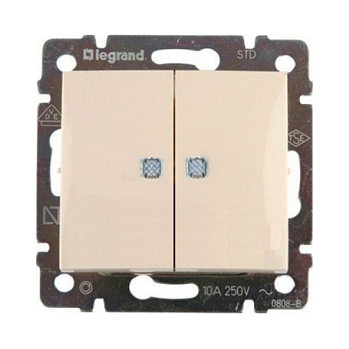 Выключатель 2-кл. СП Valena 10А IP31 с индикацией механизм сл. кость (DIY-упак.) Leg 695606