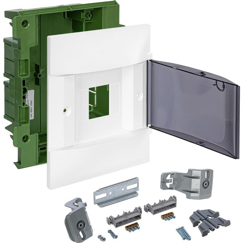 Practibox S Пластиковый щиток Встраиваемый (ЩРв-П) (в полые стены) 1X4 Дымчатая дверь (134574)