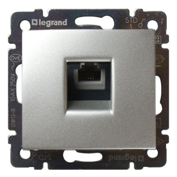 Механизм розетки телеф. 1-м СП Valena RJ11 алюм. Leg 770138