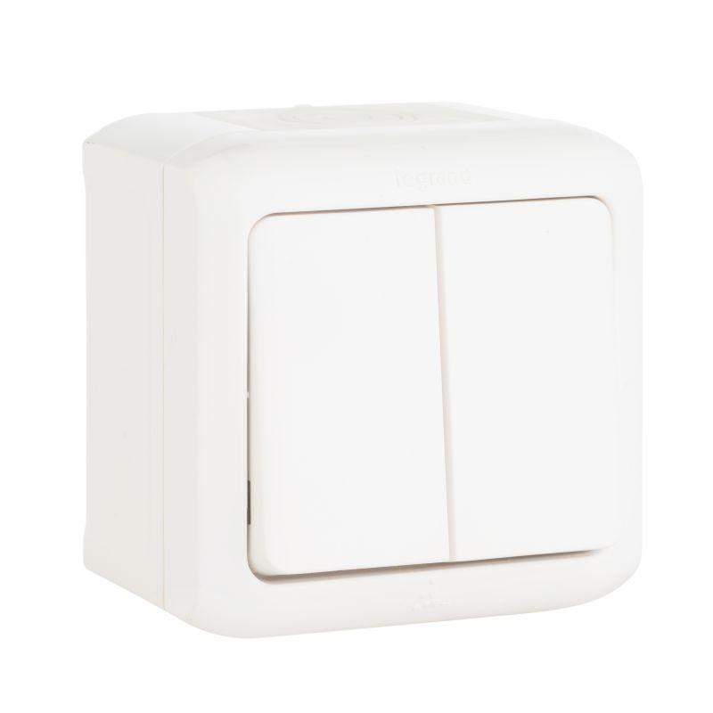 Выключатель 2-кл. ОП Quteo 10А IP44 250В 10AX бел. Leg 782302 Выключатель 2-кл. ОП Quteo 10А IP44 250В 10AX бел. Leg 782302
