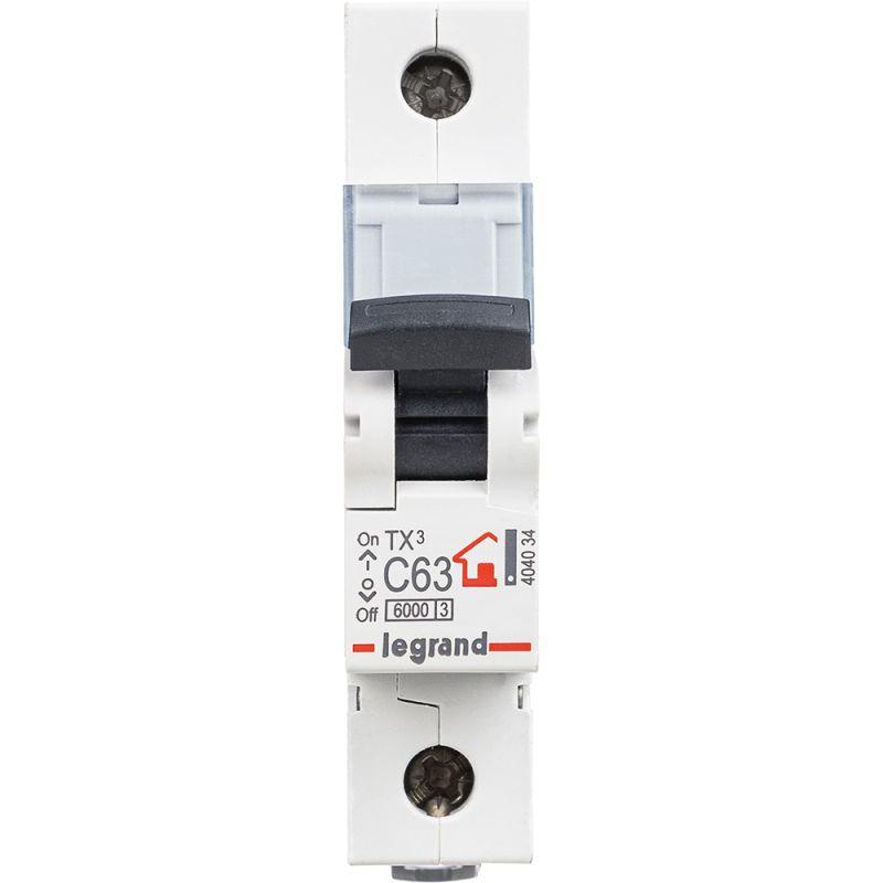 Выключатель автоматический модульный 1п C 63А 6кА TX3 6000 1 модульный  230/400В Leg 404034