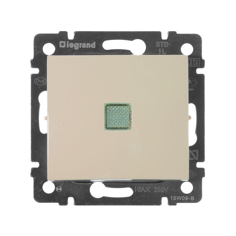 Механизм переключателя проходного на 2 направления 1-кл. СП Valena 16А IP31 250В с зел. подсветкой сл. кость Leg 774103