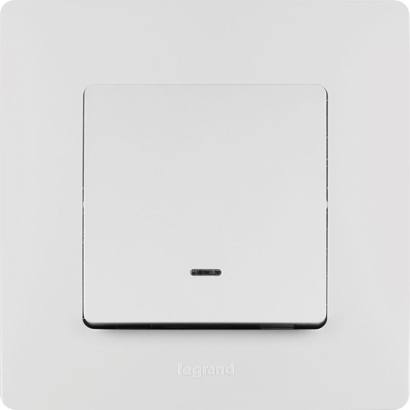 Механизм выключателя 1-кл. СП Etika 10А IP20 250В 10AX с подсветкой / индикацией безвинт. зажимы бел. Leg 672203