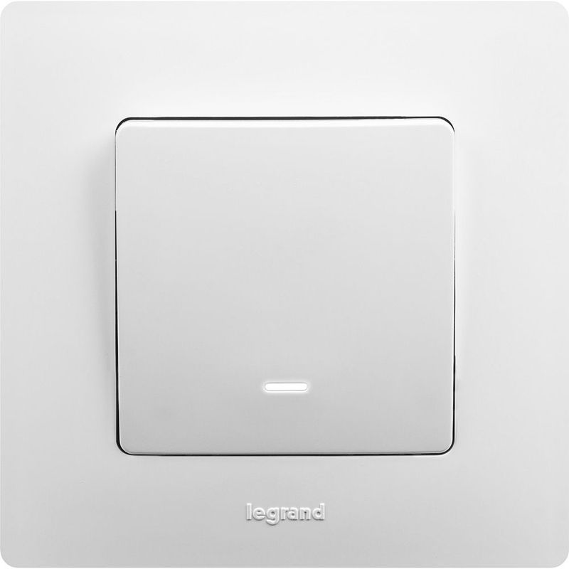 Механизм выключателя 1-кл. СП Etika 10А IP20 250В 10AX с подсветкой / индикацией безвинт. зажимы бел. Leg 672203