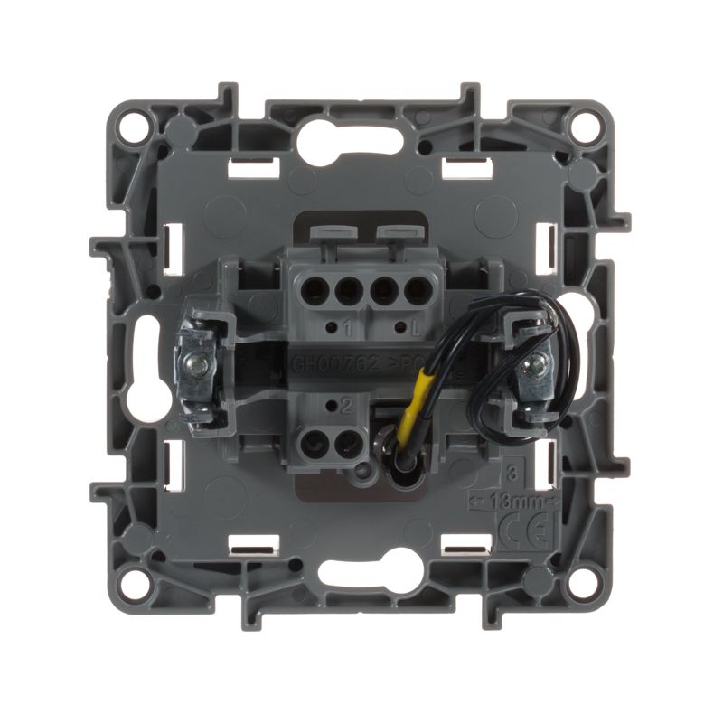 Механизм выключателя 1-кл. СП Etika 10А IP20 250В 10AX с подсветкой / индикацией безвинт. зажимы бел. Leg 672203