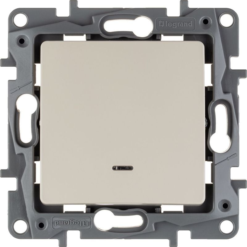 Механизм выключателя 1-кл. СП Etika 10А IP20 250В 10AX с подсветкой / индикацией безвинт. зажимы сл. кость Leg 672303