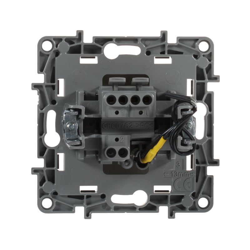 Механизм выключателя 1-кл. СП Etika 10А IP20 250В 10AX с подсветкой / индикацией безвинт. зажимы сл. кость Leg 672303