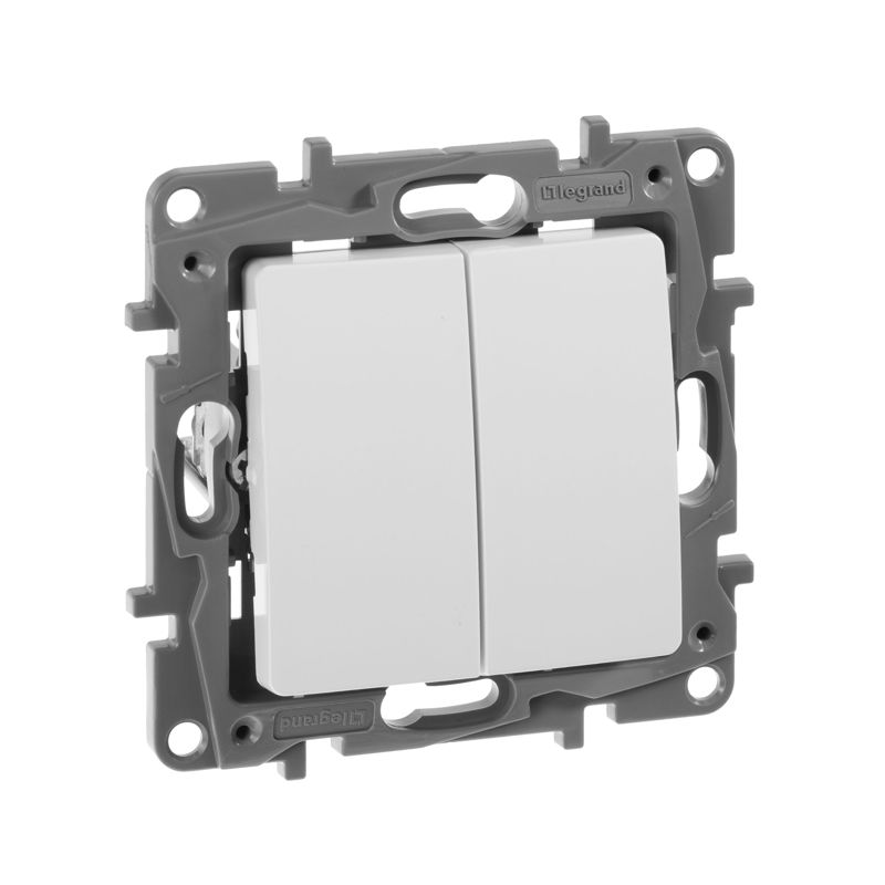 Механизм переключателя 2 клавишный СП Etika Plus 10А IP20 250В 10AX безвинтовой зажим белый Leg 672212