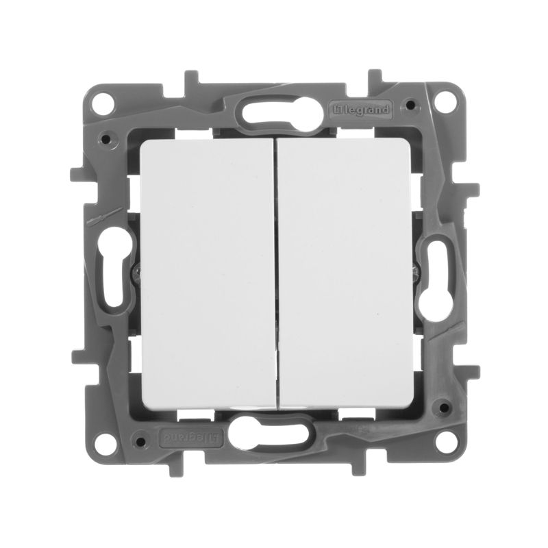 Механизм переключателя 2 клавишный СП Etika Plus 10А IP20 250В 10AX безвинтовой зажим белый Leg 672212