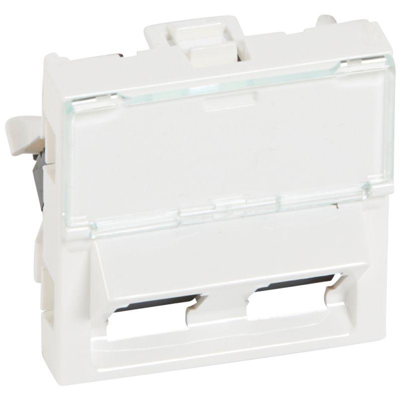 Механизм розетки комп. СП Mosaic 2мод. RJ45 + RJ45 UTP CAT.5E 45град. бел. Leg 076502