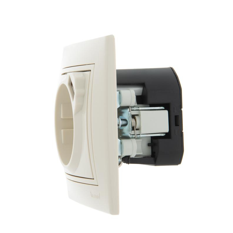 Розетка 1-м СП Мира 16А с з/к +USB крем. LEZARD 701-0303-181