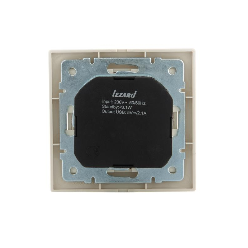 Розетка 1-м СП Мира 16А с з/к +USB крем. LEZARD 701-0303-181