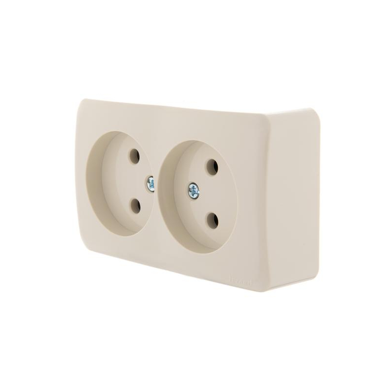 Розетка 2-м ОП Viola 16А IP20 без заземл. крем. LEZARD 751-0300-128