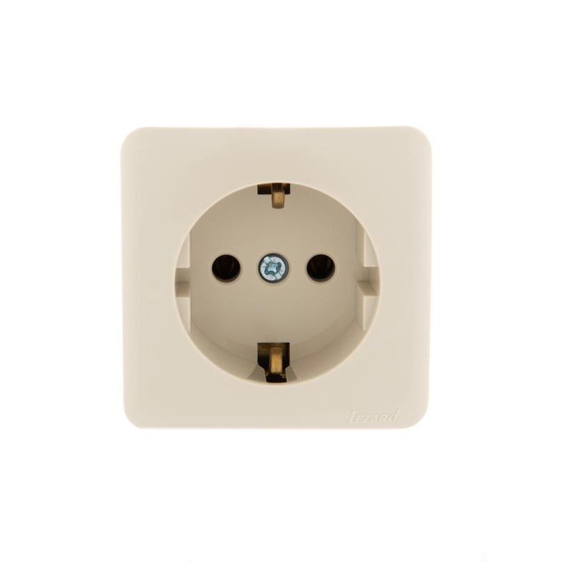 Розетка 1-м ОП VIOLA с заземл. крем. LEZARD 751-0300-122