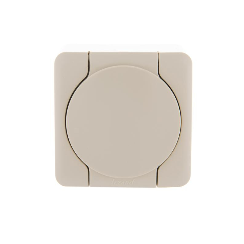 Розетка 1-м ОП с крышкой VIOLA с заземл. крем. LEZARD 751-0300-123