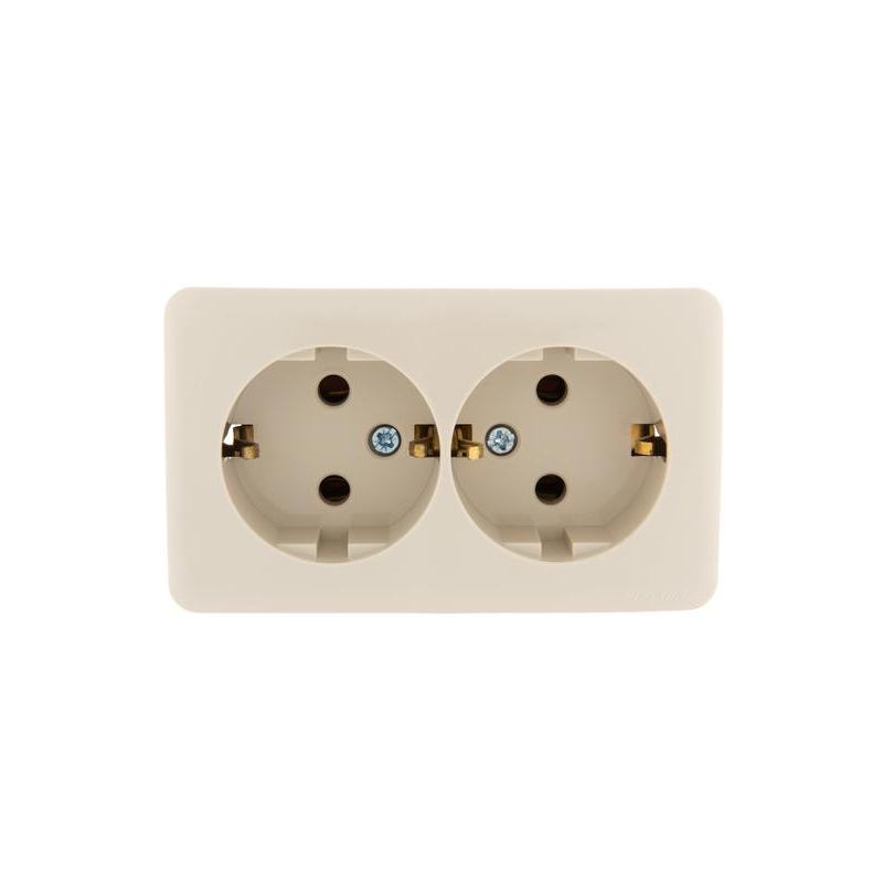 Розетка 2-м ОП VIOLA с заземл. крем. LEZARD 751-0300-127