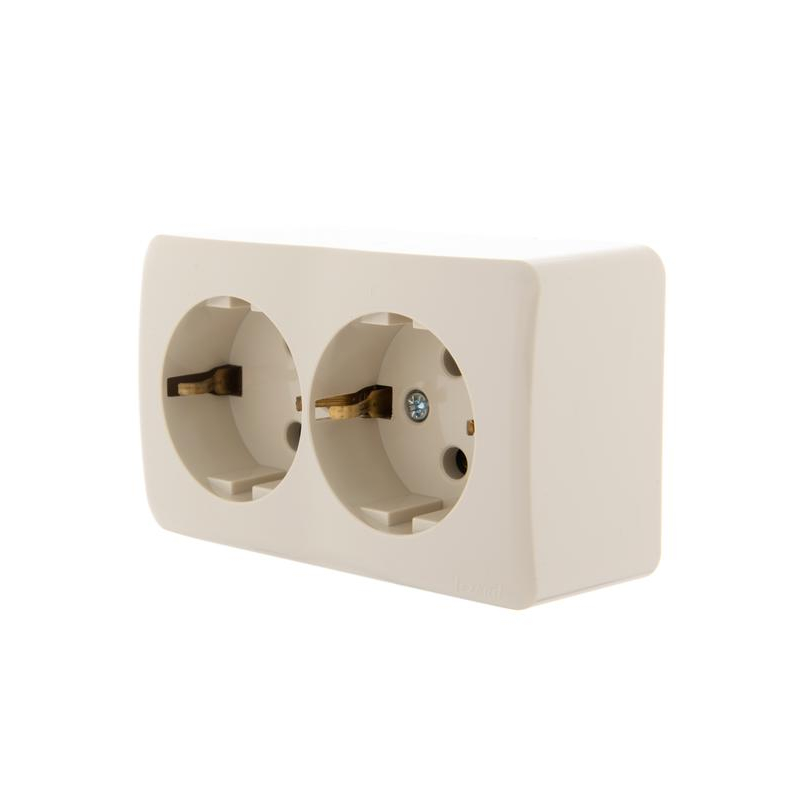 Розетка 2-м ОП VIOLA с заземл. крем. LEZARD 751-0300-127