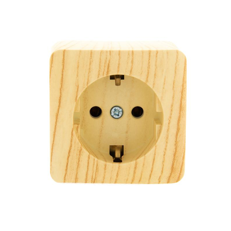 Розетка 1-м ОП VIOLA с заземл. беленый дуб LEZARD 751-5200-122