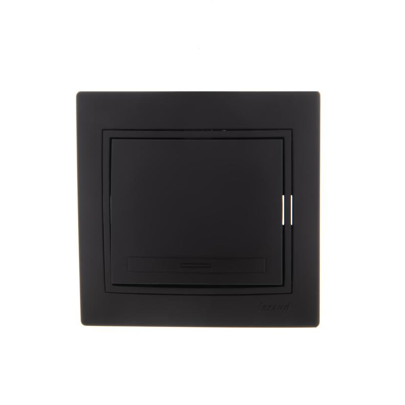 Выключатель 1-кл. 1п СП Мира 10А IP20 со вставкой черн. бархат LEZARD 701-4242-100