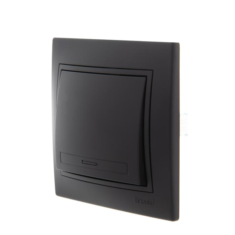 Выключатель 1-кл. 1п СП Мира 10А IP20 со вставкой черн. бархат LEZARD 701-4242-100
