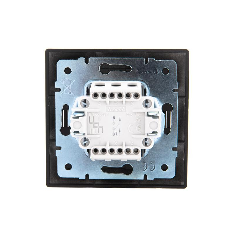 Выключатель 1-кл. 1п СП Мира 10А IP20 со вставкой черн. бархат LEZARD 701-4242-100