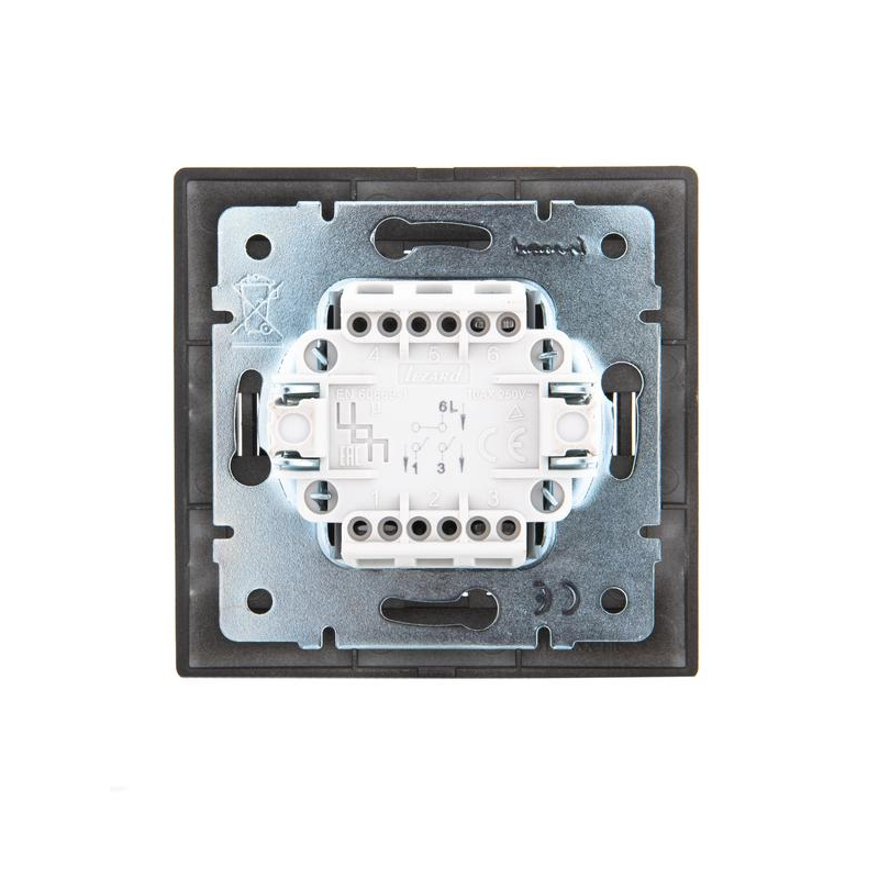 Выключатель 2-кл. 1п СП Мира 10А IP20 со вставкой черн. бархат LEZARD 701-4242-101