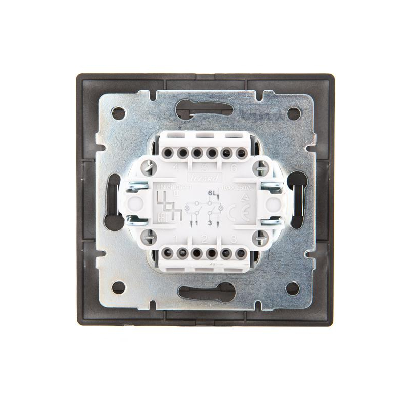 Выключатель 2-кл. 1п СП Мира 10А IP20 с подсветкой со вставкой черн. бархат LEZARD 701-4242-112