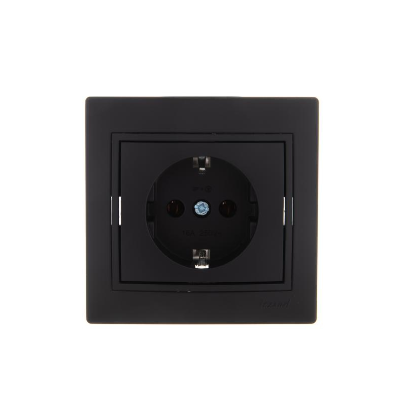 Розетка 1-м СП Мира керам. с заземл.черн. бархат LEZARD 701-4242-122