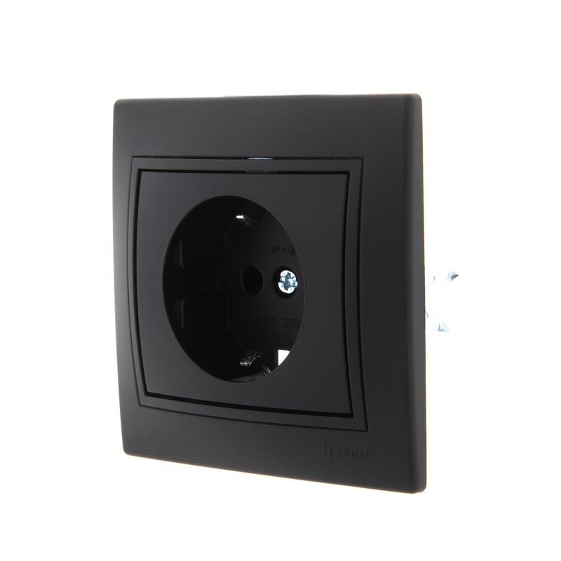 Розетка 1-м СП Мира керам. с заземл.черн. бархат LEZARD 701-4242-122