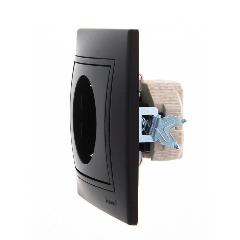 Розетка 1-м СП Мира керам. с заземл.черн. бархат LEZARD 701-4242-122