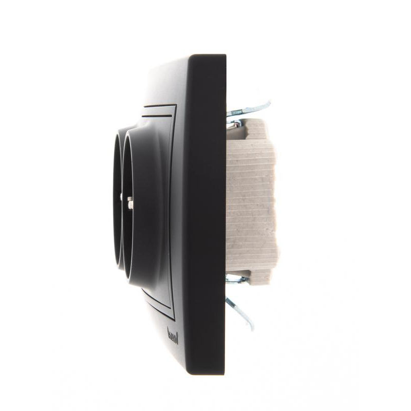 Розетка 2-м СП Мира 16А IP20 с заземл. керам. черн. бархат LEZARD 701-4242-127