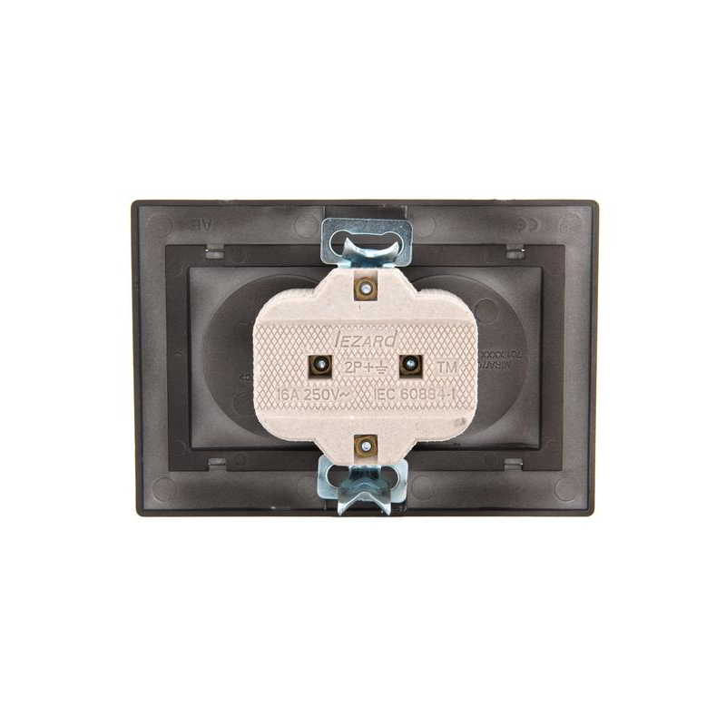 Розетка 2-м СП Мира 16А IP20 без заземл. со вставкой керамика черн. бархат LEZARD 701-4242-128