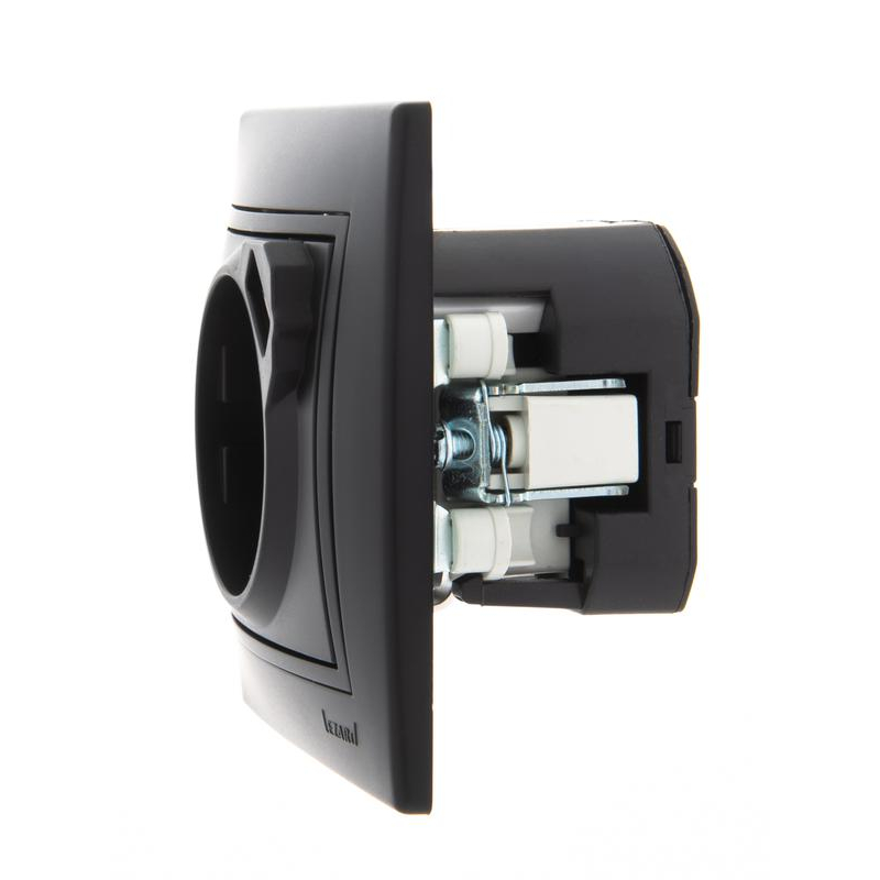 Розетка 1-м СП Мира 16А с з/к + USB разъем черн. бархат LEZARD 701-4242-181