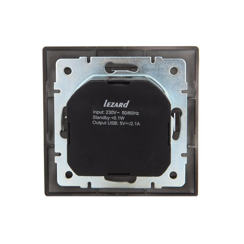 Розетка 1-м СП Мира 16А с з/к + USB разъем черн. бархат LEZARD 701-4242-181