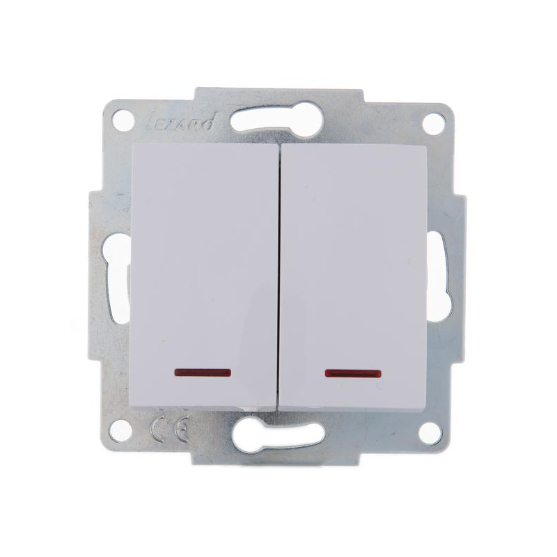 Механизм выключателя 2-кл. 1п СП Karina 10А IP20 с подсветкой бел. LEZARD 707-0288-112