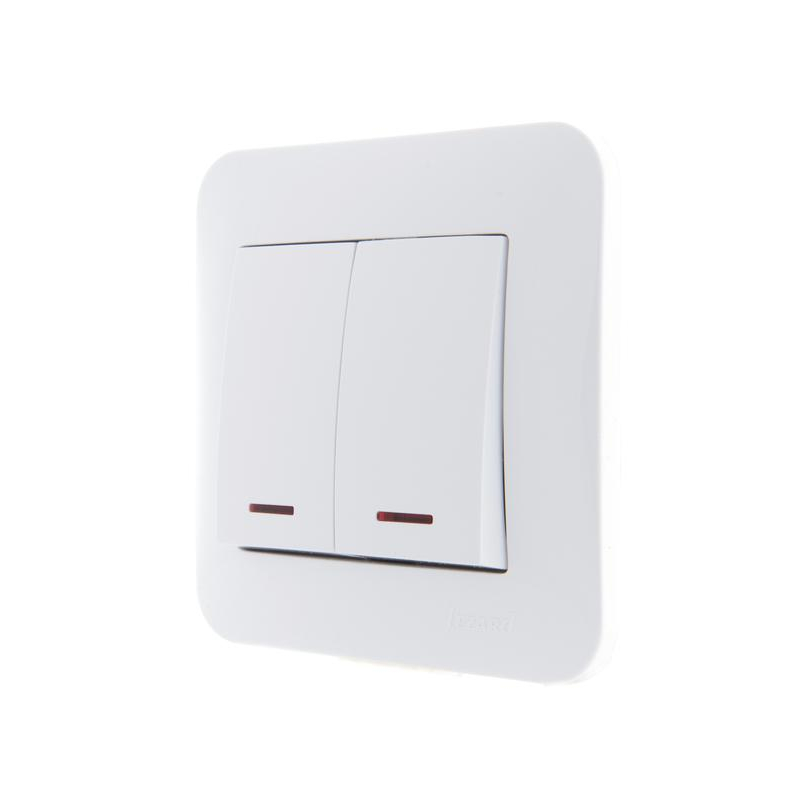 Механизм выключателя 2-кл. 1п СП Karina 10А IP20 с подсветкой бел. LEZARD 707-0288-112