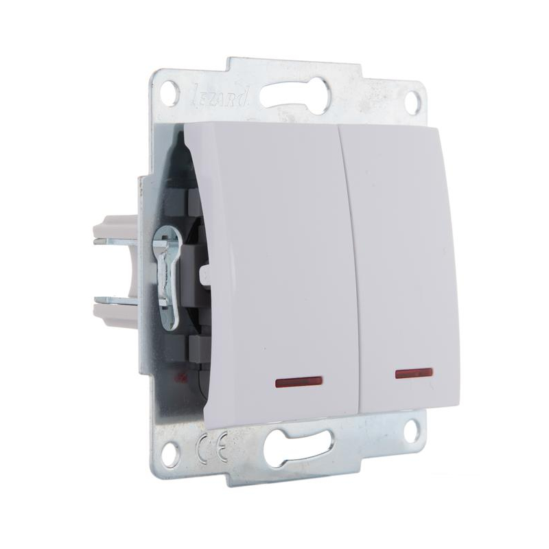 Механизм выключателя 2-кл. 1п СП Karina 10А IP20 с подсветкой бел. LEZARD 707-0288-112