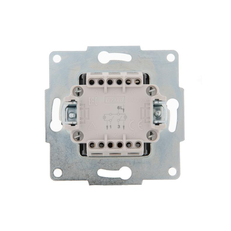 Механизм выключателя 2-кл. 1п СП Karina 10А IP20 с подсветкой матов. серебр. LEZARD 707-4388-112